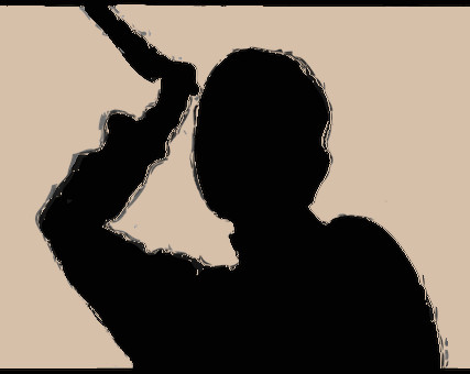 Imagen siluetada de una persona con un cuchillo