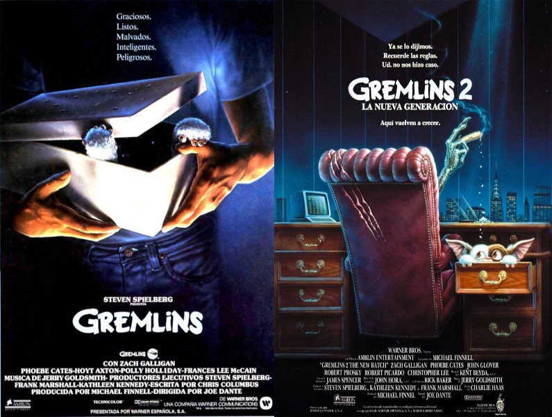 Carteles de las películas Gremlins y Gremlins 2