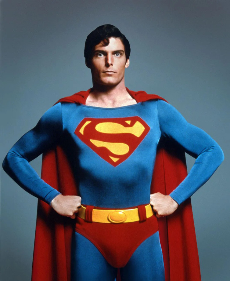 Fotografía de Christopher Reeve caracterizado como Superman