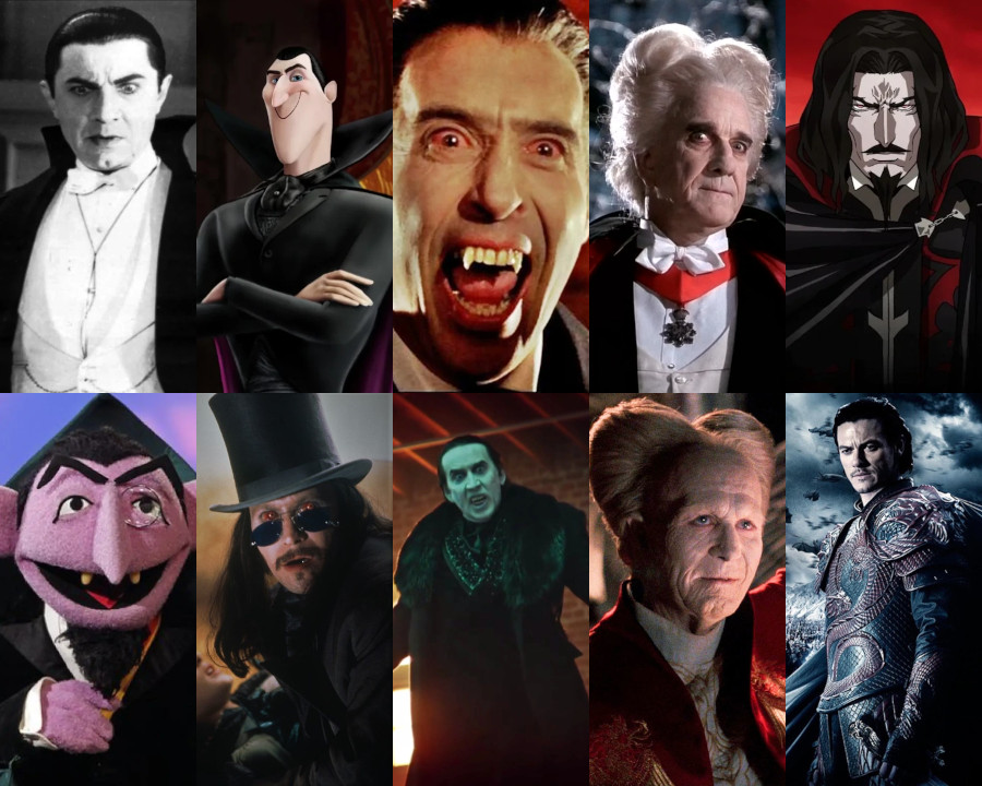 Fotomontaje con diferentes versiones de Drácula.